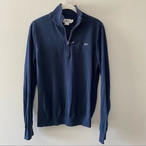 Vineyard Vines Navy Zip Neck Cotton Long Sleeve Sweater Size Medium